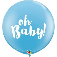 (image for) 3ft Pale Blue Oh Baby Latex Balloons 2pk