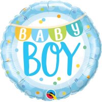 (image for) 18" Baby Boy Banner & Dots Foil Balloons