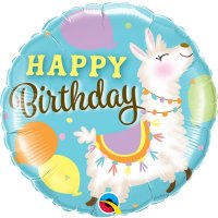 (image for) 18" Happy Birthday Llama Foil Balloons