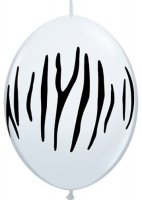 12" White Zebra Stripes Quick Link Latex Balloons 50pk