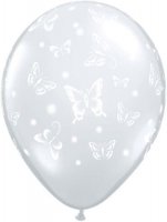 16" Diamond Clear Butterflies Latex Balloons 50pk