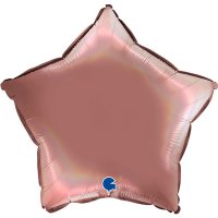 18" Rainbow Holographic Platinum Rose Star Foil Balloons