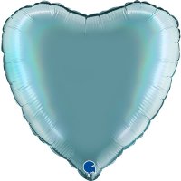(image for) 18" Grabo Rainbow Holographic Platinum Tenerife Heart Balloons