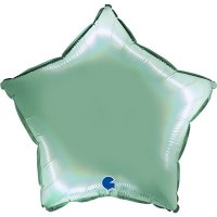 18" Rainbow Holographic Platinum Tiffany Star Foil Balloons