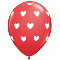 11" Red Big Hearts Latex Balloons 6pk