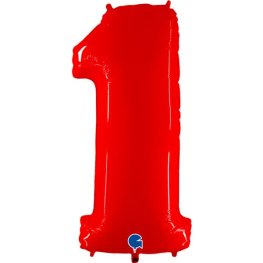 (image for) 40" Grabo Red Shiny Number 1 Supershape Balloons