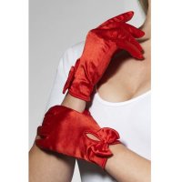 Short Red Gloves With Bow