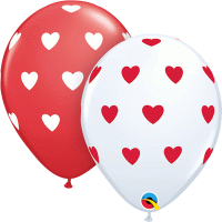 (image for) 11" Red And White Big Hearts 50pk