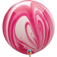 30" Red & White Super Agate Balloons 2pk