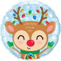 18" Reindeer & Coloured Lights Foil Balloons