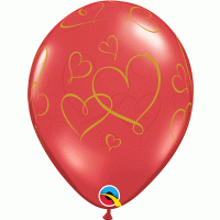 11" Romantic Hearts Latex Balloons 25pk
