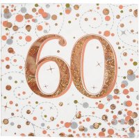 (image for) Sparkling Fizz Rose Gold 60th Lunch Napkins 16pk