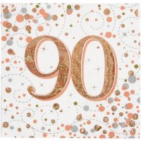 (image for) Sparkling Fizz Rose Gold 90th Lunch Napkins 16pk