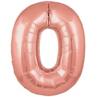 (image for) 34" Oaktree Rose Gold Number 0 Shape Balloons