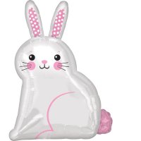 22" White Satin Bunny Junior Shape Foil Balloons
