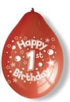 10" Happy 1st Birthday Latex Balloons 6 Packs Of 10