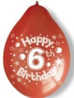 10" Happy 6th Birthday Latex Balloons 6 Packs Of 10