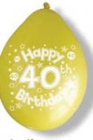 10" Happy 40th Birthday Latex Balloons 6 Packs Of 10