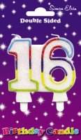 Multi Coloured Candle Number 16 (Pack Of 6)