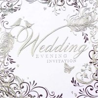 Silver Swirls Wedding Evening Invitation Cards 6pk