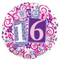 18" Pink Sweet 16 Foil Balloons