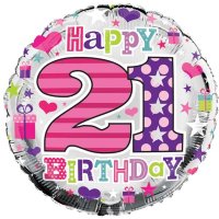 18" Happy 21st Birthday Female Foil Balloons
