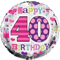 18" Happy 40th Birthday Female Foil Balloons