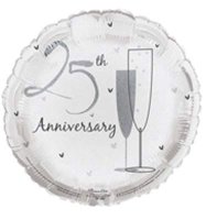 18" 25th Wedding Anniversary Foil Balloons