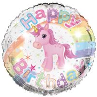 (image for) 18" Happy Birthday Unicorn Foil Balloons