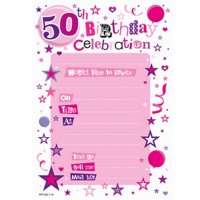 Pink 50th Birthday Celebration Party Invitations 20pk