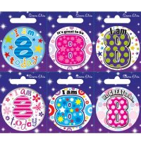 Age 8 Mixed Small Badges x6