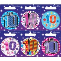 Age 10 Mixed Small Badges x6