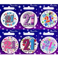Age 21 Mixed Small Badges x6