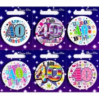 Age 40 Mixed Small Badges x6