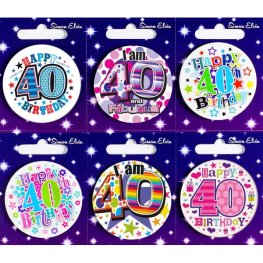 (image for) Age 40 Mixed Small Badges x6