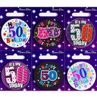 Age 50 Mixed Small Badges x6