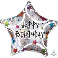 19" Happy Birthday Stars Foil Balloons