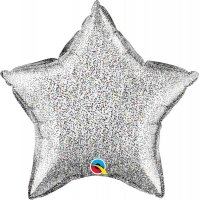 20" Silver Glittergraphic Star Balloon