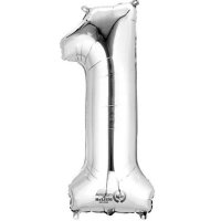 (image for) 16" Number 1 Silver Air Filled Balloons