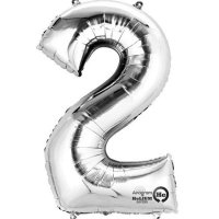 16" Number 2 Silver Air Filled Balloons