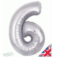 34" Oaktree Silver Number 6 Shape Balloons