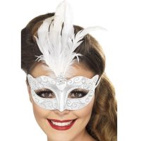Silver Glittered Venetian Eyemasks x3
