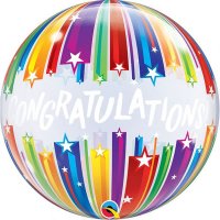 22" Congratulations Shooting Stars Single Bubble Balloons