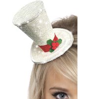 White Christmas Top Hat Headband