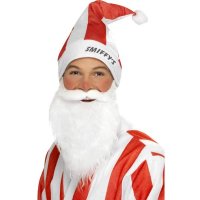Red And White Striped Sport Santa Hat And Beard Set