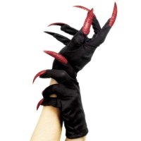 (image for) Halloween Gloves Black Red with Red Nails