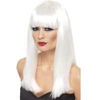 White Glamourama Wigs With Fringe