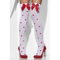 White Over The Knee Stockings With Red Hearts