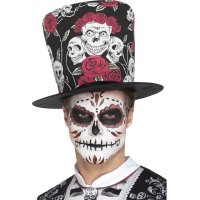 Day Of The Dead Skull & Rose Top Hat