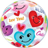22" Conversation Smiley Hearts Single Bubble Balloons